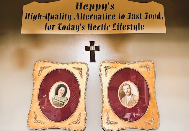 Heppy's Pie founders, smiling in front of their bakery