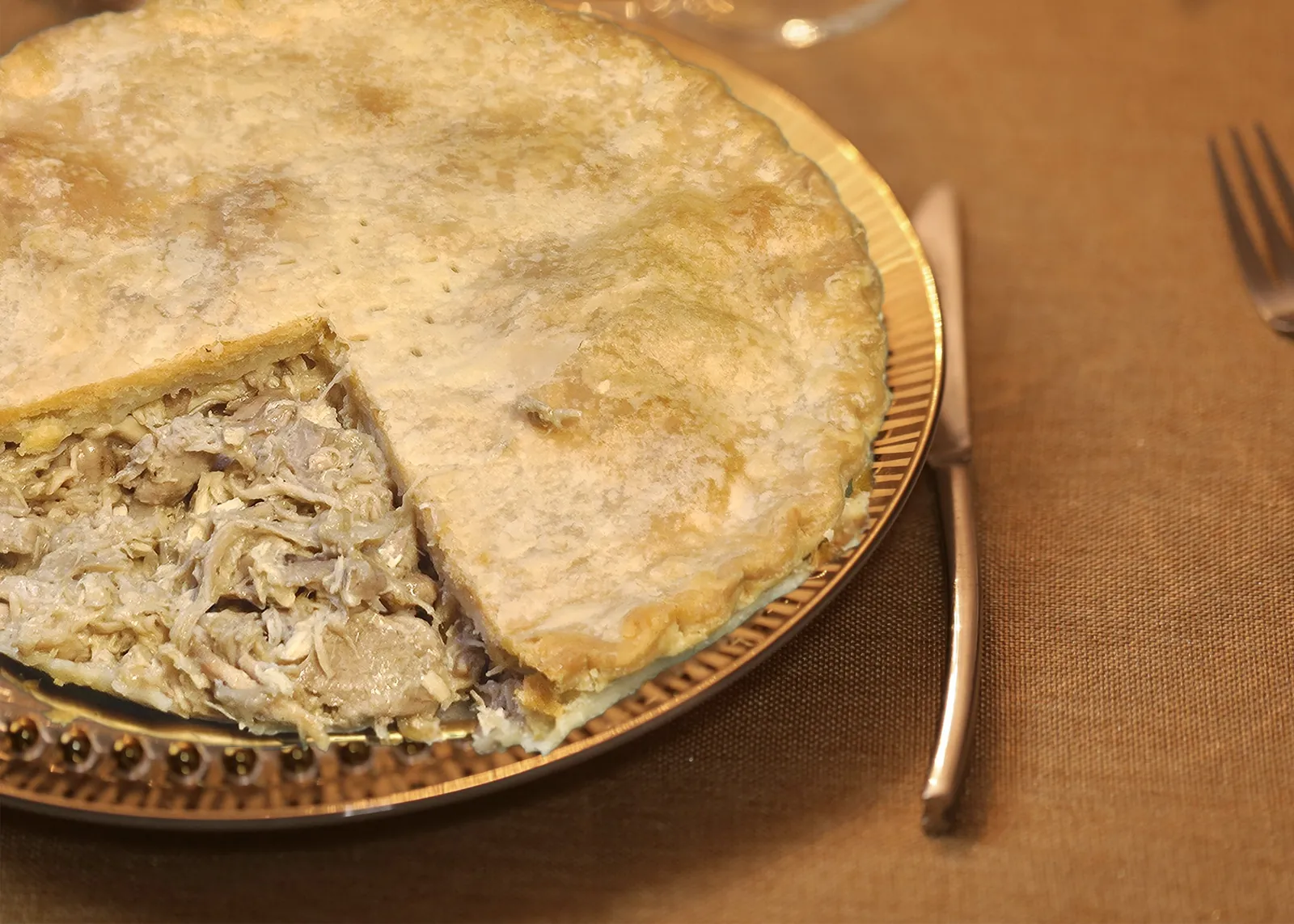 Acadian chicken and pork pie